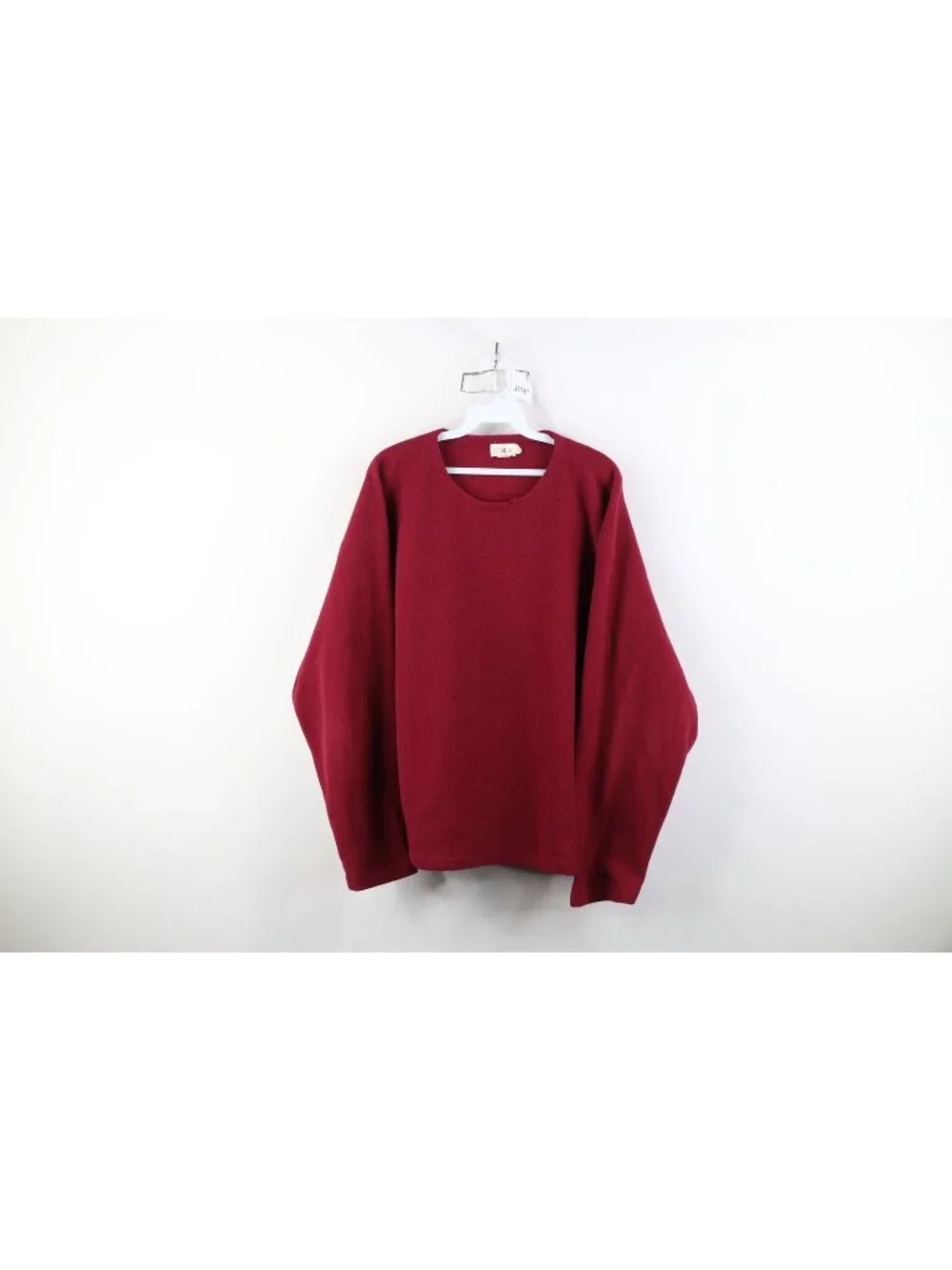 Vintage 90s J Crew Mens Size Large Faded Blank Boxy Fit Fleece Sweater Red USA